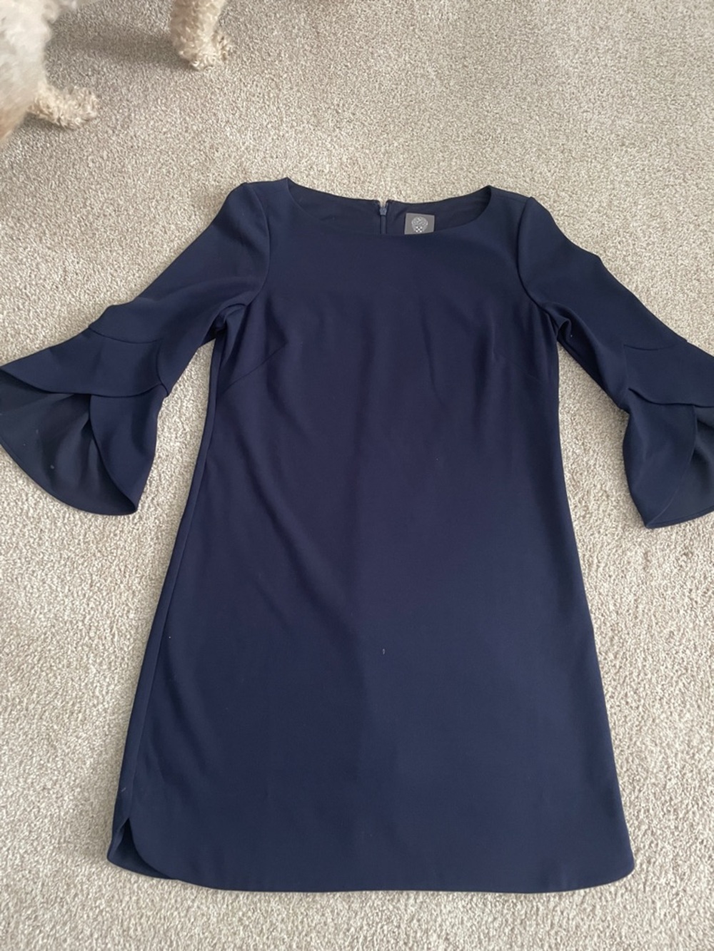 Vince Camuto Navy Ruffle-Sleeve Mini Dress